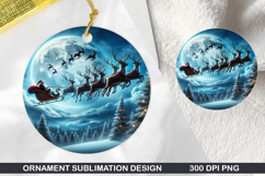 Claus Sleigh Stained Glass Ornament PNG, Digital Download Fi Product Image 1