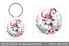 Cute Snowman Keychain Design. Christmas Keychain Sublimation Product Image 1