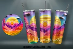 3D Autumn Tumbler Sublimation Design PNG | 3D Papercat Product Image 3
