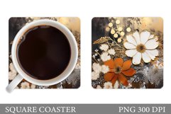 Flowers Square Coaster Sublimation. Flowers Coaster Design Product Image 1