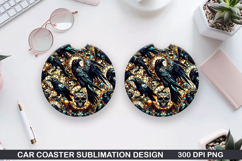 Crows Car Coaster Sublimation| Crows Coaster PNG Design Product Image 1