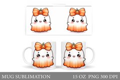 Cute Ghost Mug Sublimation. Cute Ghost Sublimation Product Image 1