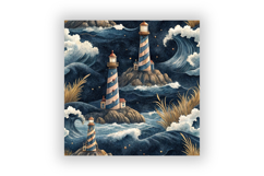 Seaside Lighthouse Digital Paper Pack, Seamless Watercolor Product Image 6