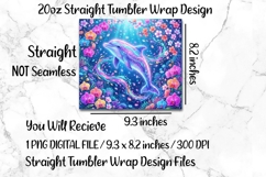 Neon Glowing Dolphin 20 OZ Skinny Tumbler Sublimation PNG. Product Image 5