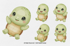 15 Bundle Watercolor Cute Turtle Baby Turtle Ocean Wildlife Product Image 6