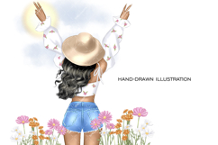 Summer picnic in park clipart, Summer girl PNG bundle flower Product Image 5