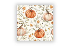 Pumpkin Patch Toile Digital Paper, Seamless Watercolor Product Image 6
