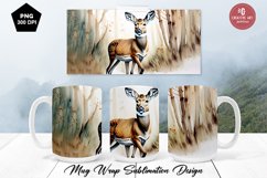 Watercolour Deer Cute Mug Wrap Sublimation 8 Designs Product Image 6