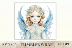 Christmas Sublimation Tumbler Design, Watercolor Cute Angel Product Image 2