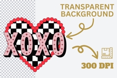 XOXO Checkerboard Heart PNG | Valentine’s Day Retro Heart Product Image 3