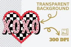 XOXO Checkerboard Heart PNG | Valentine’s Day Retro Heart Product Image 3