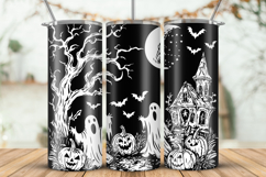 Tumbler laser svg| 20oz Tumbler Halloween Ghosts Bats wrap Product Image 1