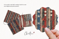 Seamless Cottagecore Patriotic Stripes Wood Digital Paper Product Image 3