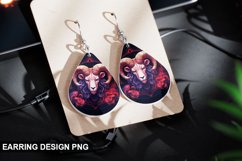 Stained Glass Aries Zodiac flowers Earring Design Product Image 1