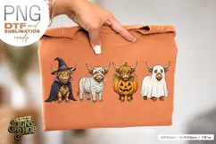 Halloween Highland Cow PNG DTF Cute Spooky Cow Design Product Image 3