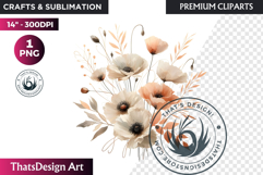 Rose Gold Pink flowers Clipart, Abstract Flowers Wedding PNG Product Image 1