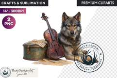Watercolor Mystic Wolf Fantasy Clipart animal PNG Graphics Product Image 1