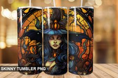 Stained Glass Halloween Witch Tumbler 20 oz Skinny Tumbler Product Image 1