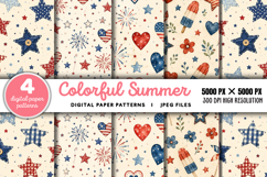 Fourth Of July Watercolor Digital Paper PNG Product Image 1