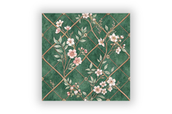 Emerald Toile Digital Paper Pack, Vintage Floral Toile Product Image 6