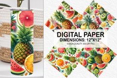 Summer Watercolor Tropical Fruits Digital Paper Product Image 1