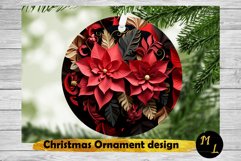 Poinsettia Ornament Sublimation ,3d Christmas Ornament png Product Image 1