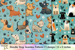 Cute Dogs Seamless Patterns, Doodle Dog PNG, Dog Lover Print Product Image 1