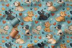 Cute Dogs Seamless Patterns, Doodle Dog PNG, Dog Lover Print Product Image 4