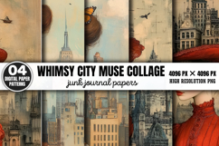 Whimsy City Muse Collage Journal Paper PNG Product Image 1