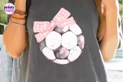 Soccer Coquette png, Pink Bows Soccer Sublimation Design Product Image 2