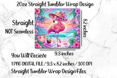 Tropical Flamingo 20 OZ Skinny Tumbler Wrap Sublimation Png. Product Image 5