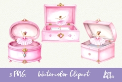 3 Pink Music Box with Ballerina Clipart Ballet Coquette PNG Product Image 1