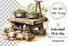 Watercolor Olive Harvesting Time Clipart Bundle Product Image 3