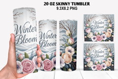 Flower Skinny Tumbler 20oz Wrap Design, New Year Tumble PNG Product Image 1