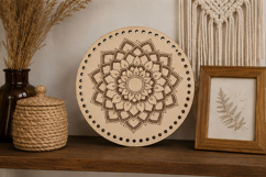 Wooden mandala base with engraving digital file. Round 12 in Product Image 6