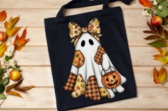 Fall Ghost Patchwork Png, Halloween Patchwork Ghost Png. Product Image 6