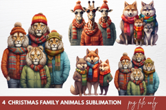 Christmas Family Animals Clipart Sublimation Product Image 1
