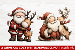 Whimsical Cozy Winter Animals Clipart | Cute Winter Wildlife Product Image 1