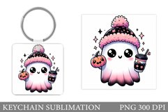 Cute Ghost Keychain Design. Cute Halloween Keychain Product Image 1