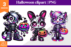 Neon Punk Halloween Animals Creepy Cute Halloween clipart Product Image 1