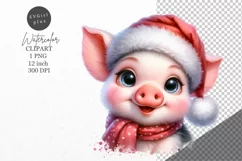 Christmas clipart, Piglet clipart, Winter sublimation Product Image 1
