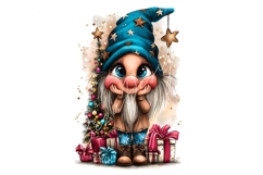 15 PNG Whimsical Cute Christmas Watercolor Gnomes Bundle Product Image 6