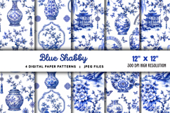 Blue Shabby Chic Chinoiserie Junk Journal JPG Product Image 1