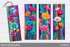 Floral Bookmark Design. Flowers Bookmark Sublimation Product Image 1