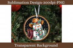 Western Cowboy Snowman Christmas Ornament / Coaster PNG Product Image 5