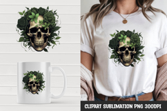 Watercolor floral skull sublimation clipart png Product Image 1