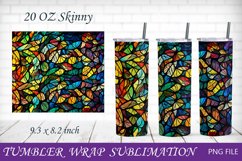 Abstract stained glass tumbler wrap, Colorful 20 oz skinny Product Image 1