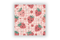 Pastel Strawberry Gingham Digital Paper, Seamless Watercolor Product Image 6