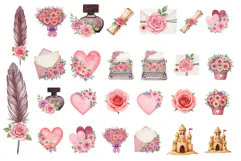 Vintage Love Letter Clipart PNG Product Image 2