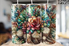 Watercolor Flower Wooden Stump Tumbler - High Quality 3Dpi Product Image 1